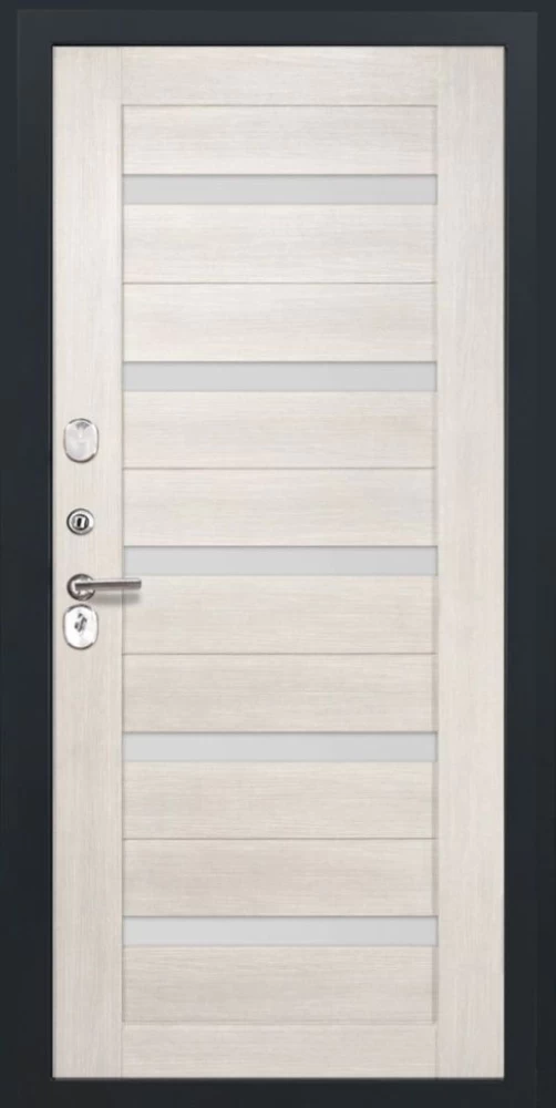 Входная дверь ДвериПРО L-Термо серебро СБ-1 (ст. белое, 16мм, беленый дуб) DPRO195820 внутренняя сторона