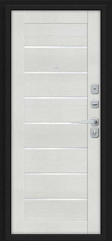 Входная дверь Техно/BChrome Букле черное/Bianco Melinga BR6189